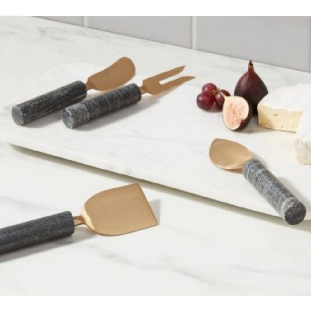 THRESHOLD 4pc Marble Stainless Steel Cheese Knife Set